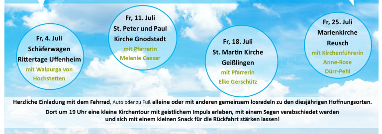Fahrradfahrerpiktogramme unter Wolkenhimmel