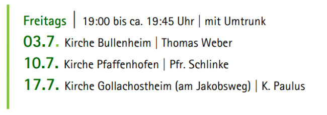 Termine UFF Kirchentouren